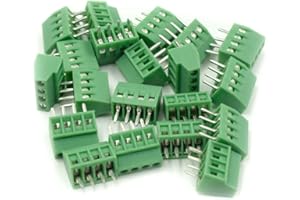 Hxchen 4-Pin 2.54mm Pitch 150V 6A PCB Mount Screw Terminal Block Connector - (20 Pcs)