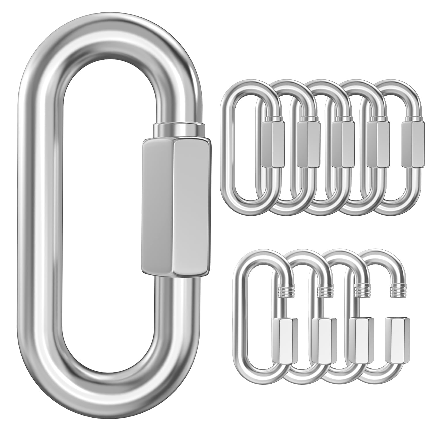 Photo 1 of ***4 PACK ONLY*** 3 Inch Stainless Steel Chain Quick Links- 4 Pack 5/16" Locking Carabiners, Chain Hooks, Twist Key Ring Screw Chain Link, 1535 Lbs Capacity