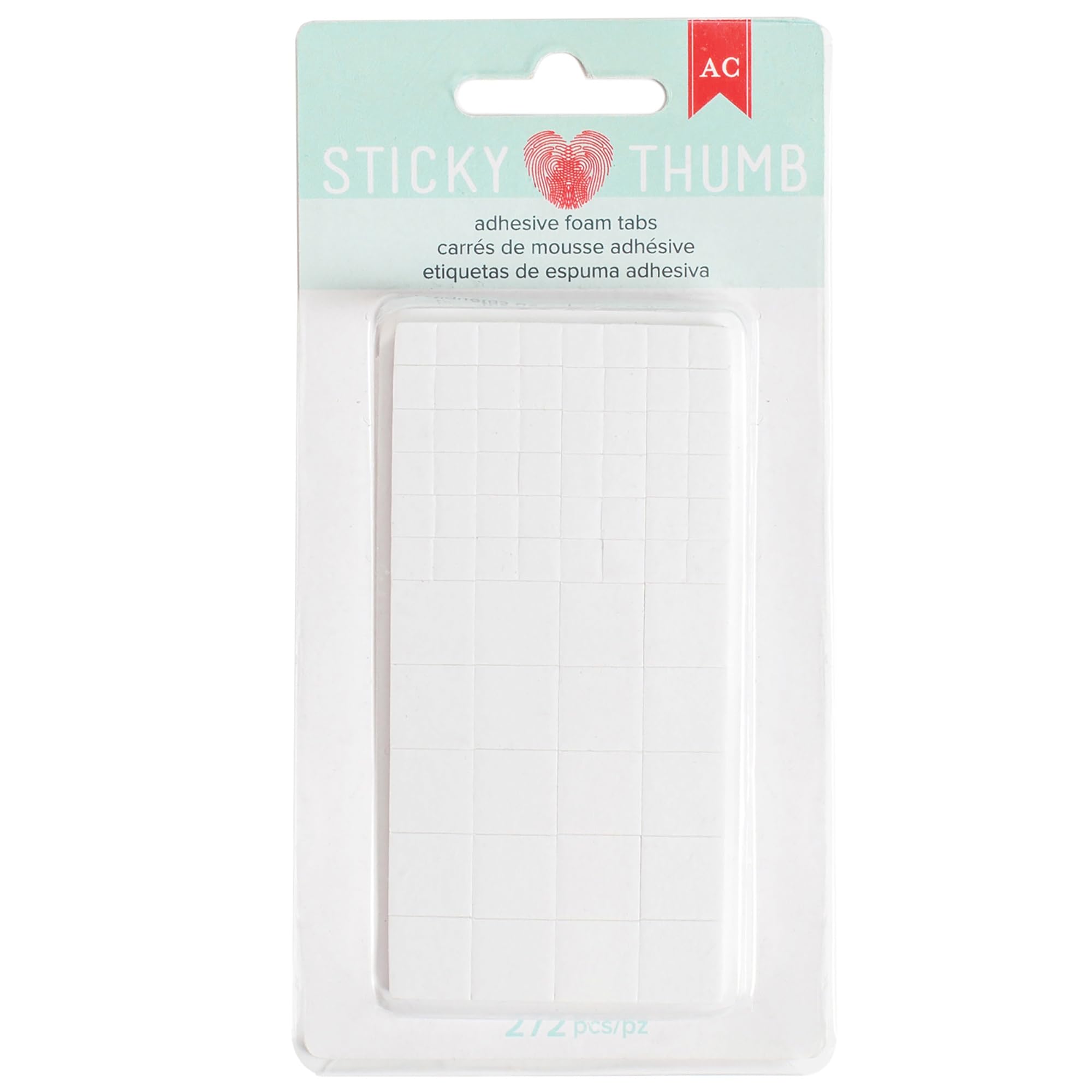 American Crafts Asset White-Sticky Thumb Foamtab, Acrylic, Multicolour, 15.87x7.62x1.27 cm