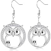 Owl Earrings for Women Silver Owl Dangle Earrings