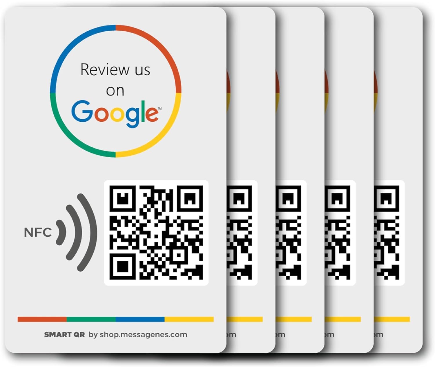 Stickers for Google Review - Pack 5 QR & NFC - Leave Your Comment on Google - iPhone & Android - Sticker to Push Your Reviews