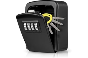HUANLANG Key Lock Box for Outside Lockbox for Keys Outdoor 4-Digit Combination Lock Box Wall Mount Waterproof Portable Security Key Storage for House Realtor Contractors Warehouse
