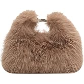 Ulisty Women Small Faux Fox Fur Clutch / Shoulder / Crossbody Bag - Mini Furry Evening Bag