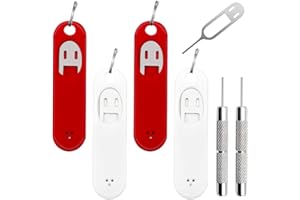 IOUALEY 6 Pack SIM Card Removal Tool, Sim Card Tray Opening Tool Eject Pins Needle Opener Ejector Compatible with All iPhone Apple iPad Samsung Galaxy Cell Phone Smartphone Watchchain Link Remover, Red,White