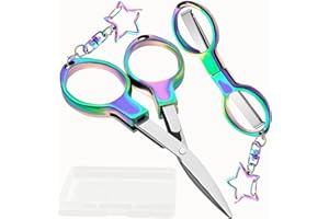 Tasttin Personal Care Beauty Tools, Personalized Colorful Grooming Scissors with Star Charms - Foldable, Travel Shopping-Friendly, Easy to Carry and Safe (2Pcs)