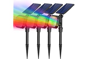 ROSHWEY Solar Spot Lights Outdoor, Colored Solar Outdoor Lights Waterproof Christmas Solar Powered Spotlight Landscape Lighting for Outside House Garden Yard Tree Pool Halloween Decorative, 4 Pack