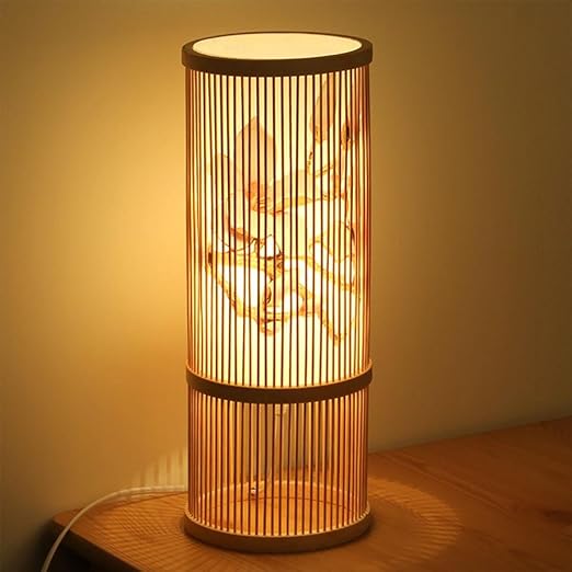 OOFWY E27 Bamboo Wooden Desk Lamp Contemporary Simplicity Bedside