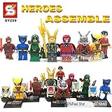 8pcs Marvel SUPER HEROES Avengers XMEN Green Arrow Loki Magneto Minifigures Figures Model Building Blocks Bricks Learning Educational Toys Gift for Children Kids