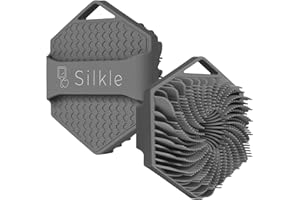 SILKLE Silicone Body Scrubber - Exfoliating Bath Brush and Skin Cleanser - Shower Sponge for Gentle Body Scrub and Wash - Silicone Scrubbing Care Tool for a Refreshed and Renewed You - Gray