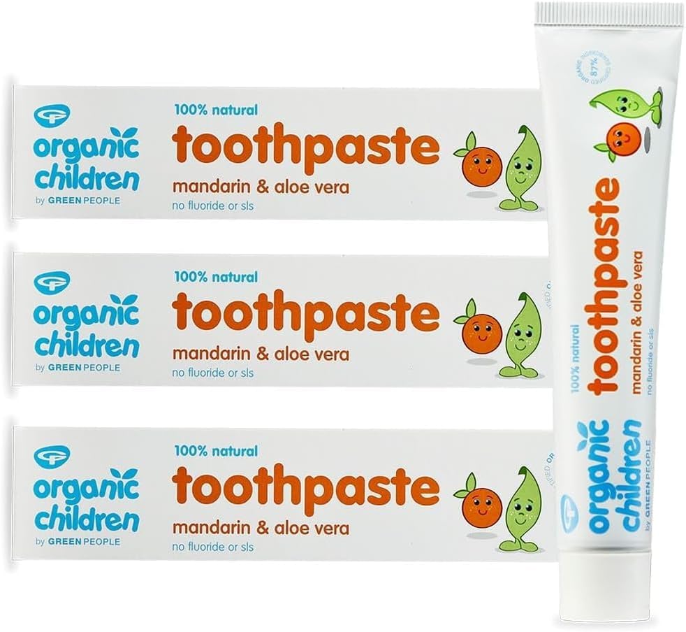 GreenPeople Organic Children Mandarin & Aloe Toothpaste 3x50ml - Fluoride Free