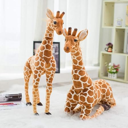 Amazon ぬいぐるみ キリン 抱き枕 特大 鹿 超リアル 140cm 人形 おもちゃ 座れる 動物 もこもこ 知恵玩具 立ち姿 生き生き 入園祝い インテリア アニマル チェア 子供の日 ふわふわ プレゼント イエロー ぬいぐるみ おもちゃ