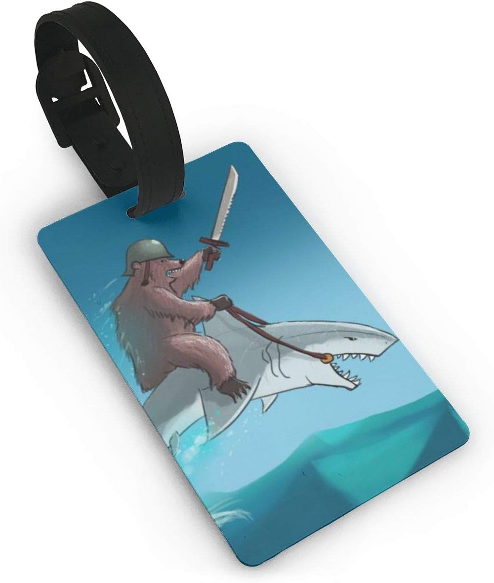 Luggage Tag, Bear Drive Shark Travel Suitcases Tags Wide Waterproof Accessories ID Cards For Luggage Baggage Travel Identifier With Adjustable Wrist Strap