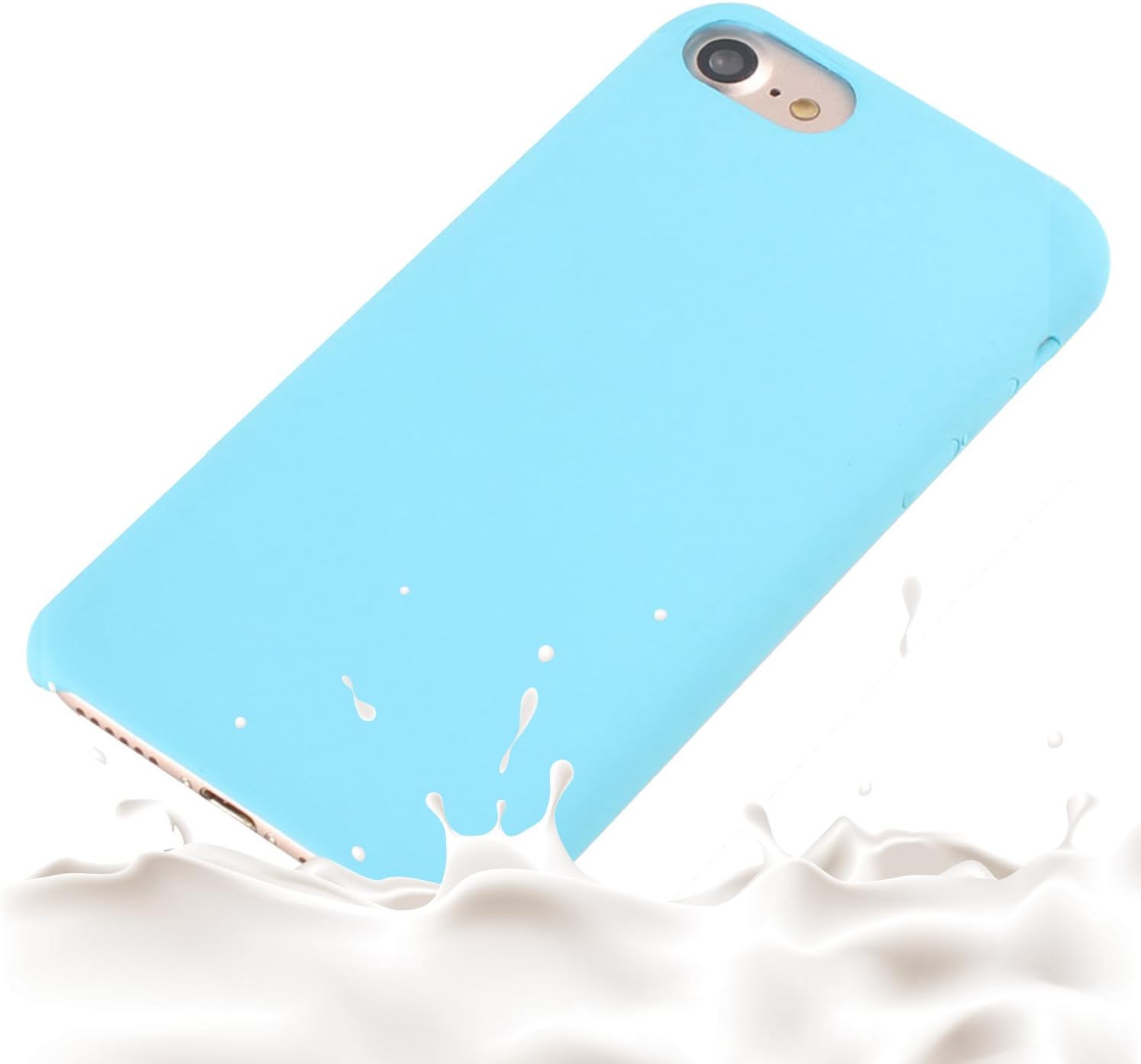 iPhone 7 Case,Guyshero Soft Liquid Silicone Case for Apple iPhone 7 Rubber Shockproof,Smooth Skin Around Microfiber Cloth Inner,Ultra Slim Fit Ice Sea Blue