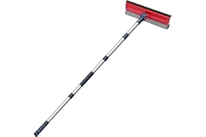 DSV Standard Professional Window Squeegee | 2-in-1 Window Cleaner Sponge and 10" Soft Rubber Strip with Extension Pole 34 INCH & 86.5 cm | Adjustable to Clean from Multiple Angles