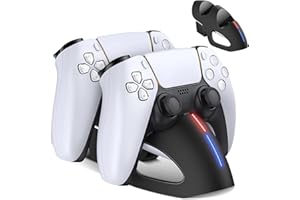 DINOSTRIKE Dual Dock for PS5 Controller Charger Station, Upgrade Design for Playstation 5 Dualsense Controller Charging Station, Fast Charging Dock for PS5 Remote Control Charger-PS5 Accessories