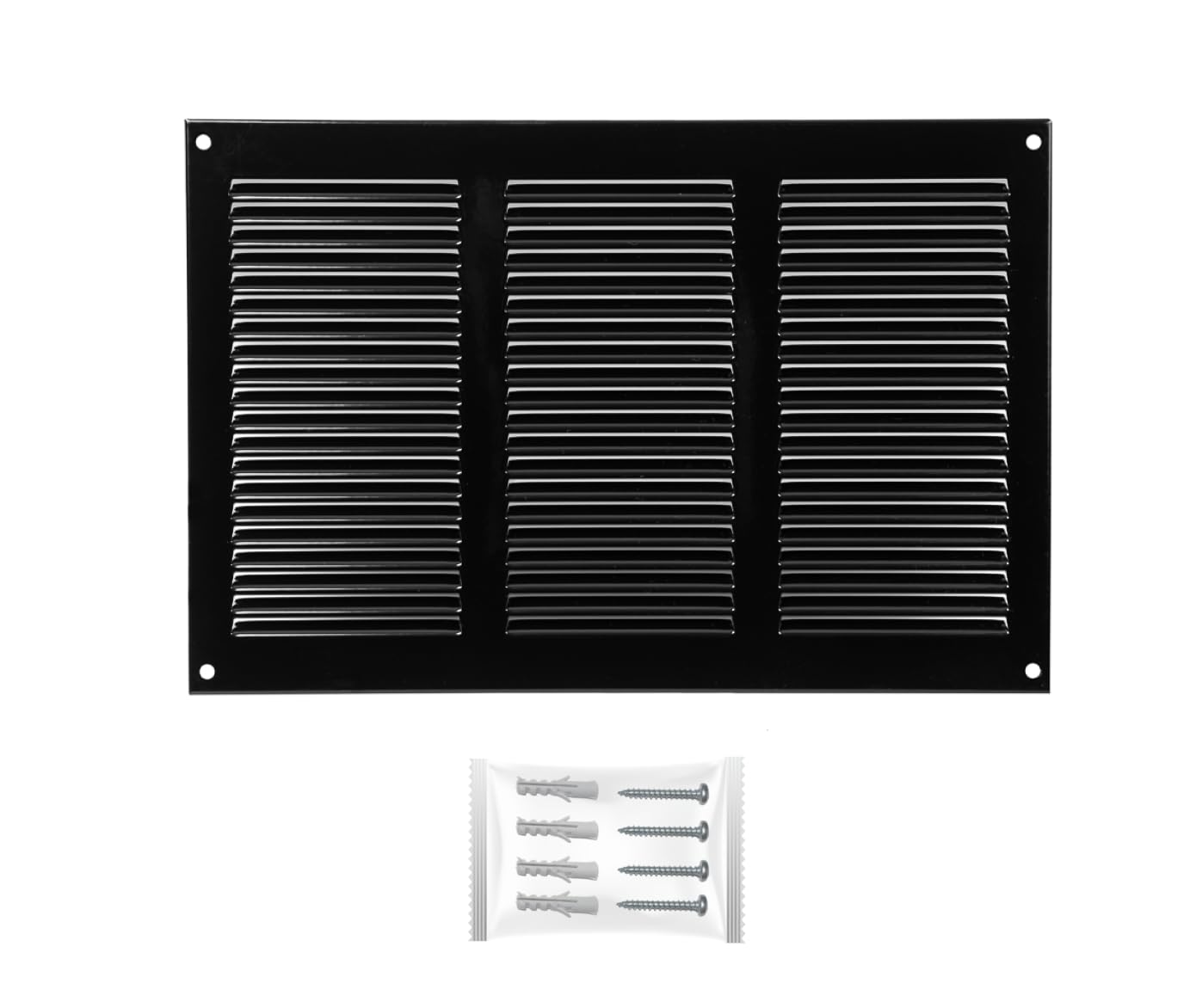 H&C VENT Black 300 x 200 mm Ventilation Grille │ Metal Vent Cover with Insect Protection │ Extractor Air Vents Covers for Inside Outside use │ Duct Pipe Grilles for External Internal Wall Door Window
