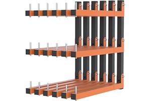 RICIAKIK Lumber Rack Wall Mount, Lumber Storage Rack, Heavy Duty Wood Storage Racks with 9-Level System, 1080 lb Substantial Garage Wood Organizer, Orange Lumber Metal Racks for Indoor and Outdoor (6 PACK)