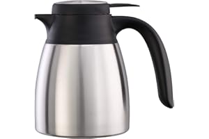 Service Ideas FCC06SS Flow Control Server, Vacuum Insulated, 0.6 Liter (20 Ounces), Stainless Steel/Black