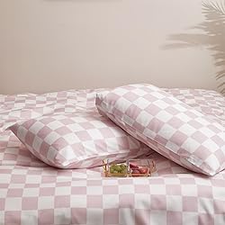 Houseri Pink White Plaid Comforter Set Cal King