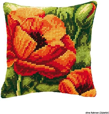 Vervaco Poppies Bold Cross Stitch Cushion, Multi-Colour