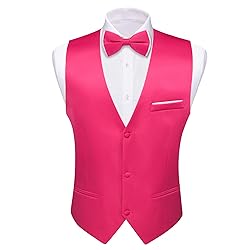 Barry.Wang Mens Hot Pink Formal Suit Vest V-neck
