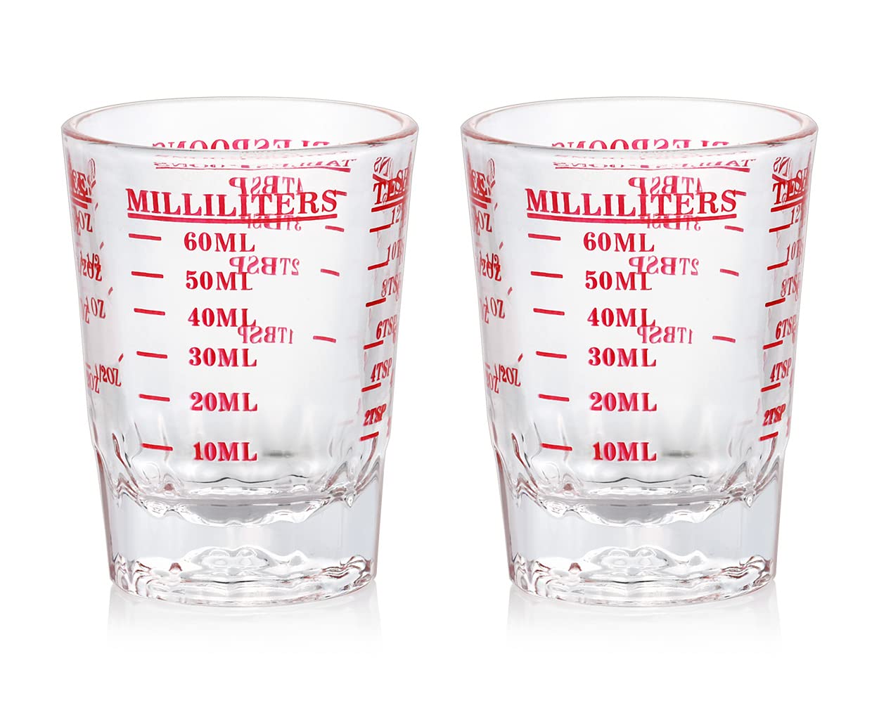 Measuring Cups 2 Pieces Small Measuring Cup with 4 Kinds of Scale Shot Glass Measuring Cup for Small Amount Liquid - 60 Millilitre