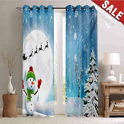 Amazon Com Hengshu Christmas Drapes For Living Room Jolly Snowman