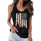 American Flag Tank Tops Women Sunglass Tees USA Sleeveless 4th of July Patriotic Vest Racerback Veterans Memorial Tops