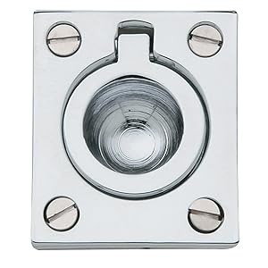 Baldwin Estate 0392.260 Solid Flush Ring Pull in Polished Chrome, 1.25"x1.25"
