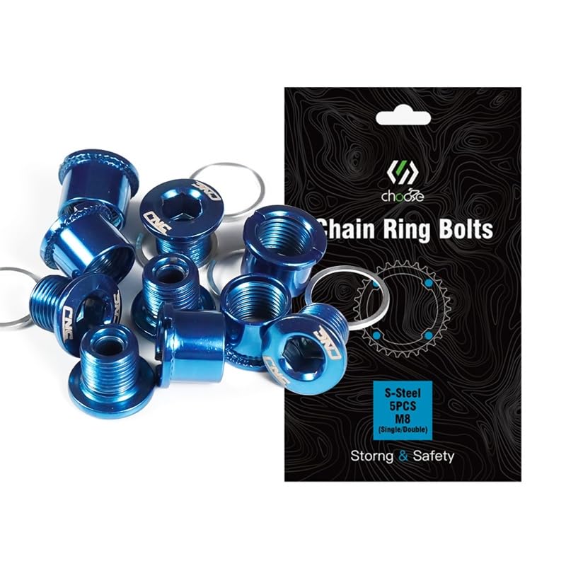 CNCLOL Single/Double Chainring Bolts,M8 Bike Chainring Bolts&Nuts For MTB/BMX/Bicycle（Black/Blue/Orange/Red/Colour）