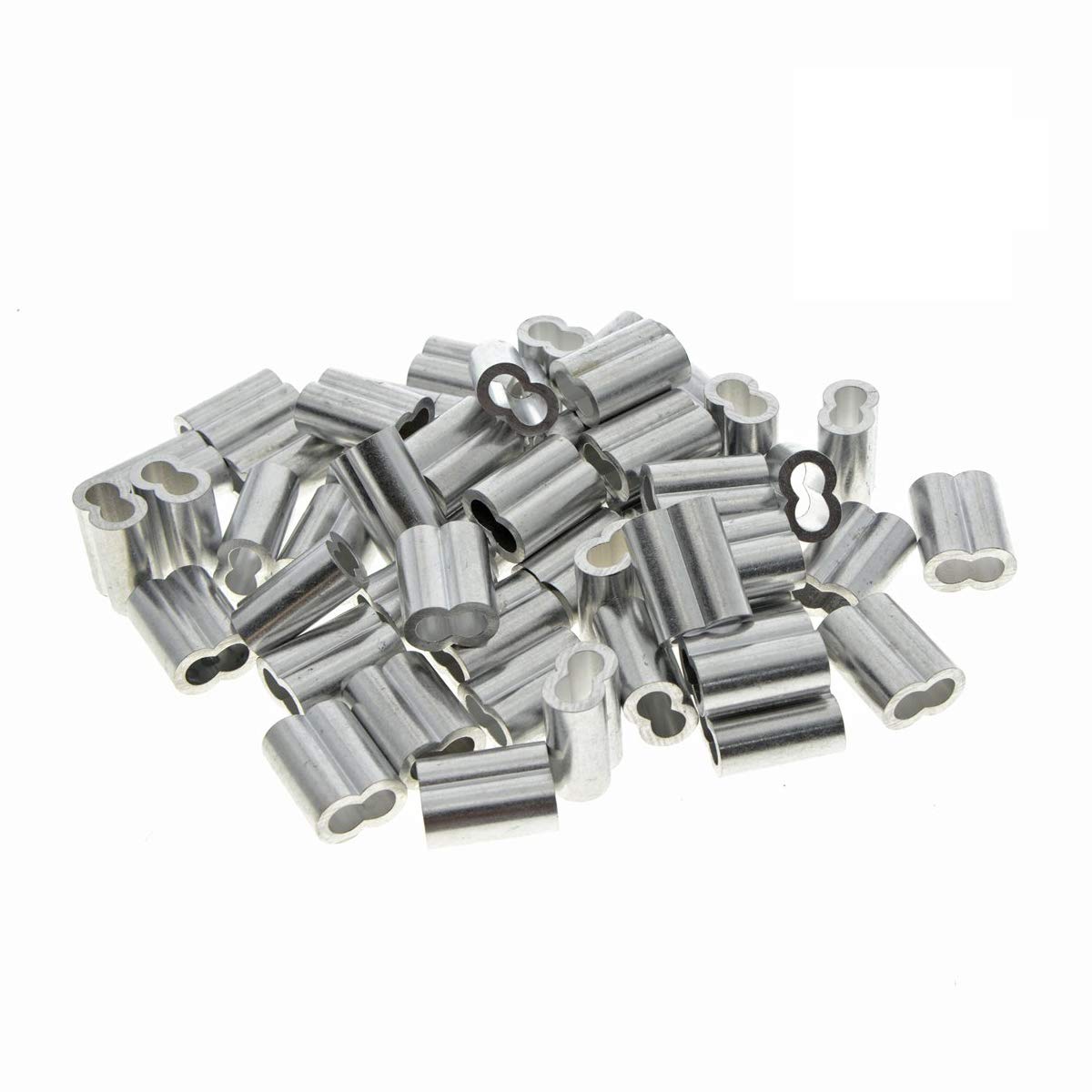 Kitchen-dream 0.07 inch (2mm) Diameter Wire Rope Aluminum Sleeves Clip Fittings Cable Crimps (50 PCS)