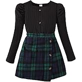 Coaturi Girl Fall Clothes Sets: 3 Piece Fall Winter Outfits Square Neck Top Skirt Shorts Sets with Hat for Tween 6-12 Years