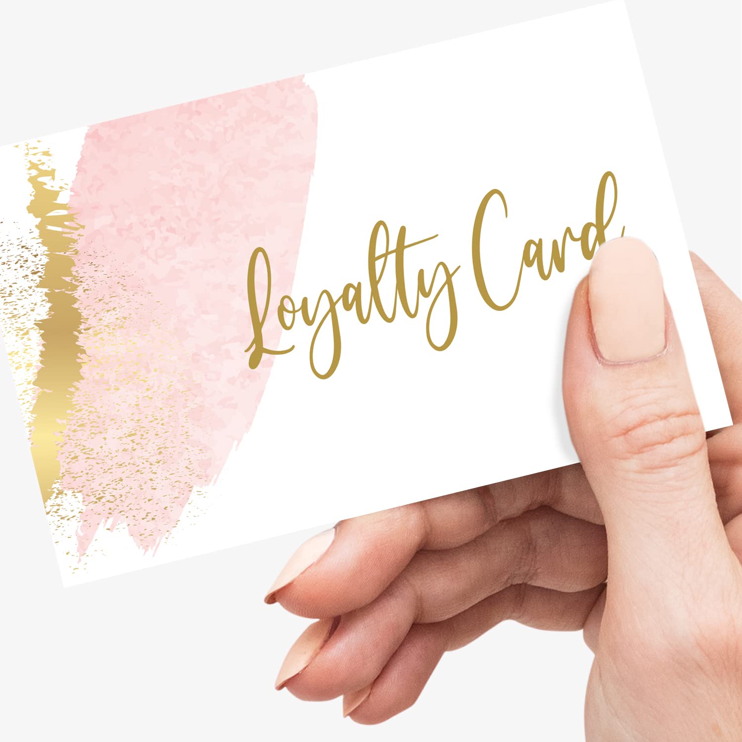 Loyalty Cards for Customers, Loyalty Cards for Beauty, Nails, Massages and Coffee Businesses - Pink & Gold (100 Pack)