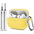 WOYINGE for AirPod Pro Case Cover with Cleaner Kit, Soft Silicone Cover for AirPods Pro 2nd Generati/1st Comes with Keychain for Women Men,Suitable for 2nd Generation Case Yellow