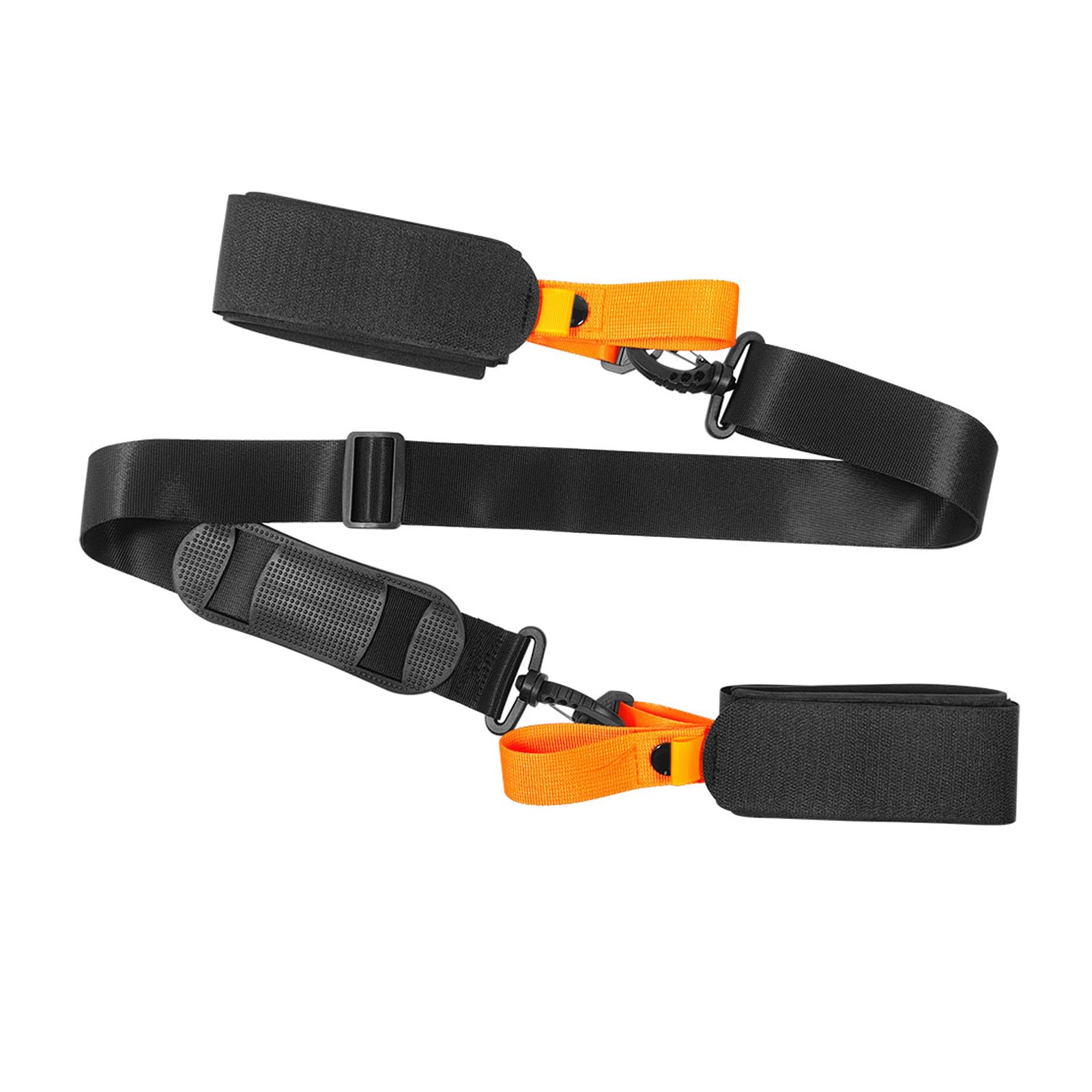 LZZEM Ski Strap and Pole Carrier Adjustable Ski Carrier Straps Cushioned Shoulder Sling Skiing Accessory and Ski Gear for Men Women,Black,70-120cm