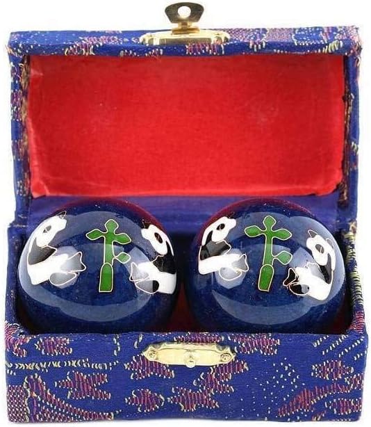 Qi Gong - Traditional Medicine Yin Yang Health Balls - 45 mm Diameter, Panda Bleu, 10x6x5cm - Image 3