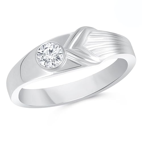 VK Jewels Single Stone Rhodium Plated Alloy Ring for Men- FR1955R [VKFR1955R]