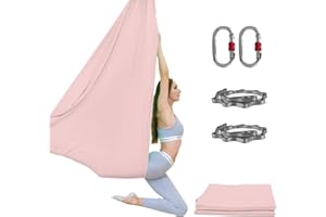PRIOR FITNESS 5M Aerial Yoga Hammock Yoga Swing Set Premium Nylon Aerial Silk Fabric Yoga Strap Accessory with Carabiner, Daisy Chain for Bodybuilding,Workout, Indoor, Outdoor Rainbow