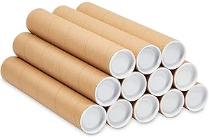 Stockroom Plus 12-Pack Mailing Tubes with Caps, 2x12-Inch Kraft Paper Poster Tube for Shipping, Packing, Bulk Round Packaging, Cardboard Mailers, Art Prints, Maps, Blueprint (Brown)