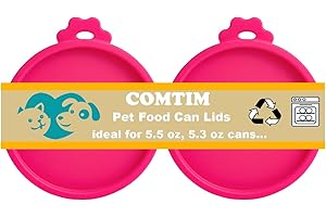 COMTIM Cat Food Can Covers Lids for 5.5 oz Cans, 2 Pack Silicone Cat Food Can Lids for 5.5 oz 5.3 oz Cans...Pet Food Can Covers Reusable Can Toppers Savers for Wet Food
