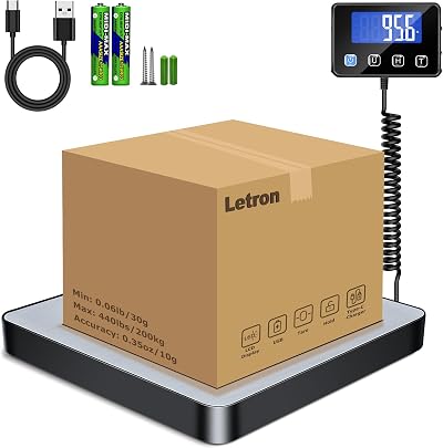 Letron Postal Scales 440lbs/0.35oz High Precision LCD Display