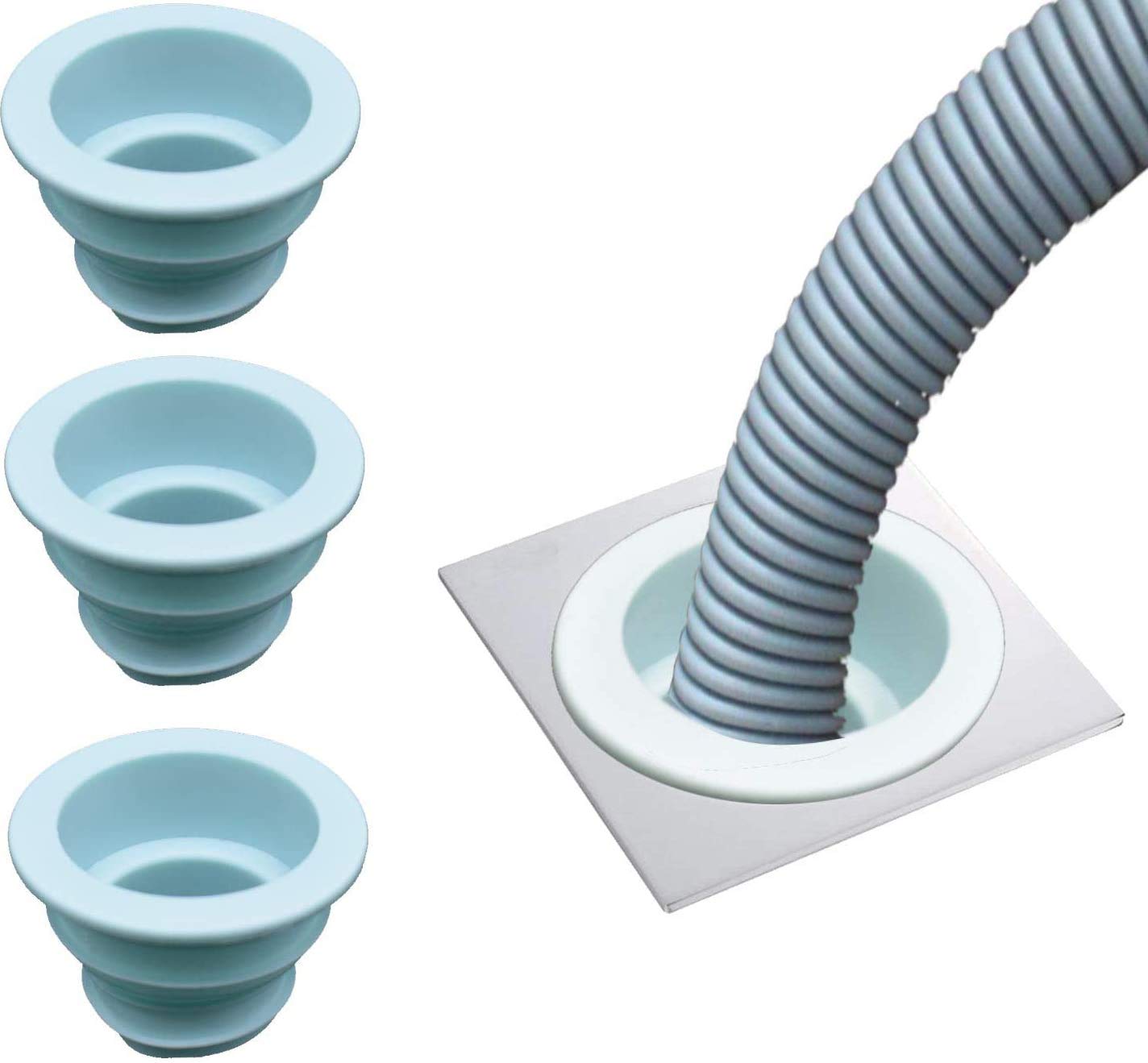Photo 1 of 3 Pack Drain Pipe Seal Ring, Drain Pipe Hose Deodorant Silicone Plug Sewer Seal Ring for Washing Machine Laundry Room Bathroom Bathtub
