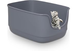 Gefryco Jumbo Cat Litter Box with High Sides, Extra Large Litter Box for Muti Cats, Open Big Cat Litter Box Anti-Splashing, H
