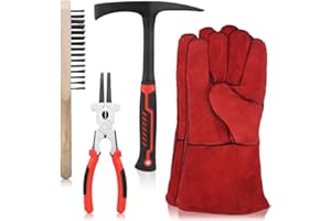 HEAR XSUS 4Pcs Welding/Chiseling hammer Slag Removal Tool Set,Frosted rust prevention, with Forged Steel Construction, Shock-Absorbing Handle, Welding Slag Removal Tools for Cleaning and Slag Removal (shape8)