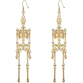 CEALXHENY Halloween Skeleton Earrings Spooky Skull Skeleton Dangle Earrings for Women Costume Dress Up Ghost Earrings Halloween Outfits Jewelry Accessories Gifts