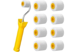 Honeydak 8 Pack Mini Paint Roller Small Paint Roller for Touch up Trim Edge or Corner, Extra Small Brushes Tool for Window Frames Photo Frames (1 Inch)