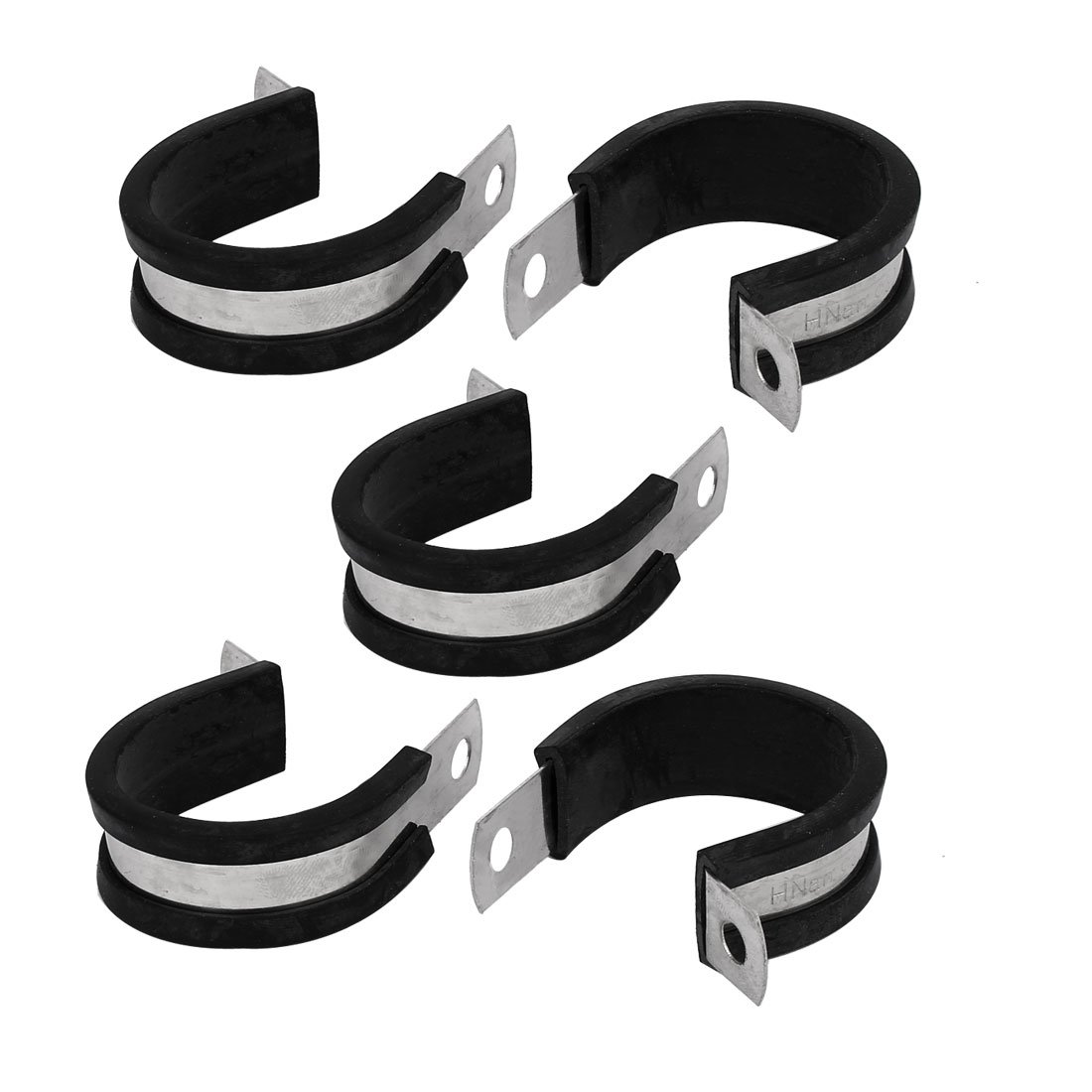 Sourcingmap 30mm Dia EPDM Rubber Lined P Clips Cable Hose Pipe Clamps Holder 5pcs