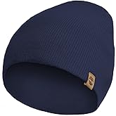 Timberland Men’s Ribbed Pull-On No Cuff Beanie - Soft Rib Knit Winter Hat, Stretch Fit, Warm Classic Look, Suede Logo Clip