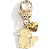 SHTALHST Cute Dog Keychain,Golden Retriever Keychain with Heart Charm,Dog Bag Charm for Keys Purse Handbag Women Pet Lovers