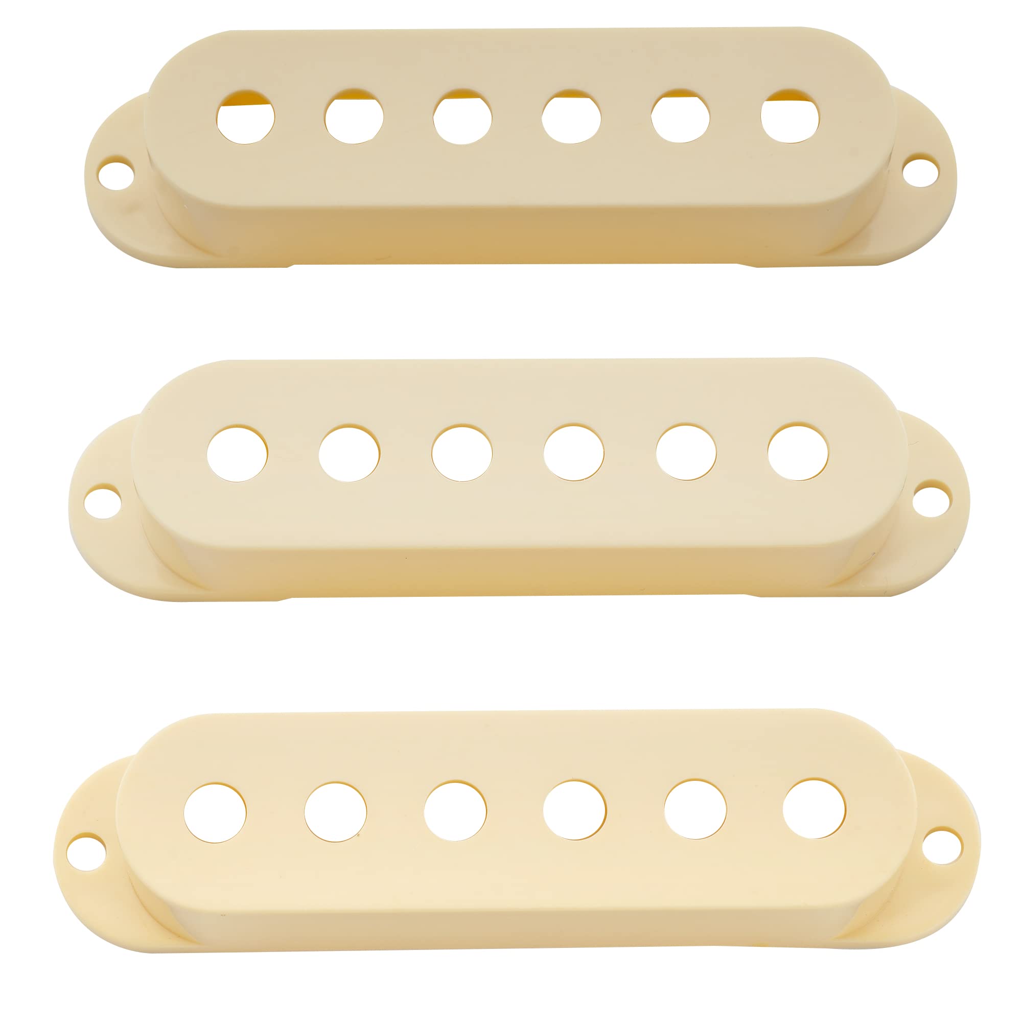 Musiclily Pro Plastic 50/50/52mm Single Coil Pickup Covers Set for Import Strat Squier Electric Guitar, Cream(Set of 3)